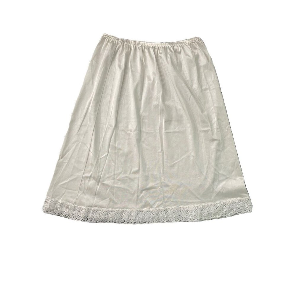 60s White Vanity Fair Slip Skirt Lace Trim Size Med L Nylon